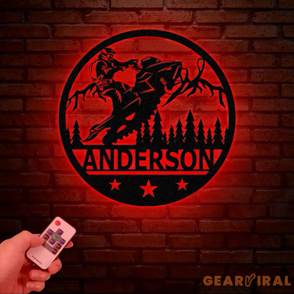 Personalized Snowmobile Metal Wall Art with LED Lights - Man Riding Snowmobile Sign Winter Adventure Decor Xmas Gift