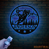 Personalized Snowmobile Metal Wall Art with LED Lights - Man Riding Snowmobile Sign Winter Adventure Decor Xmas Gift