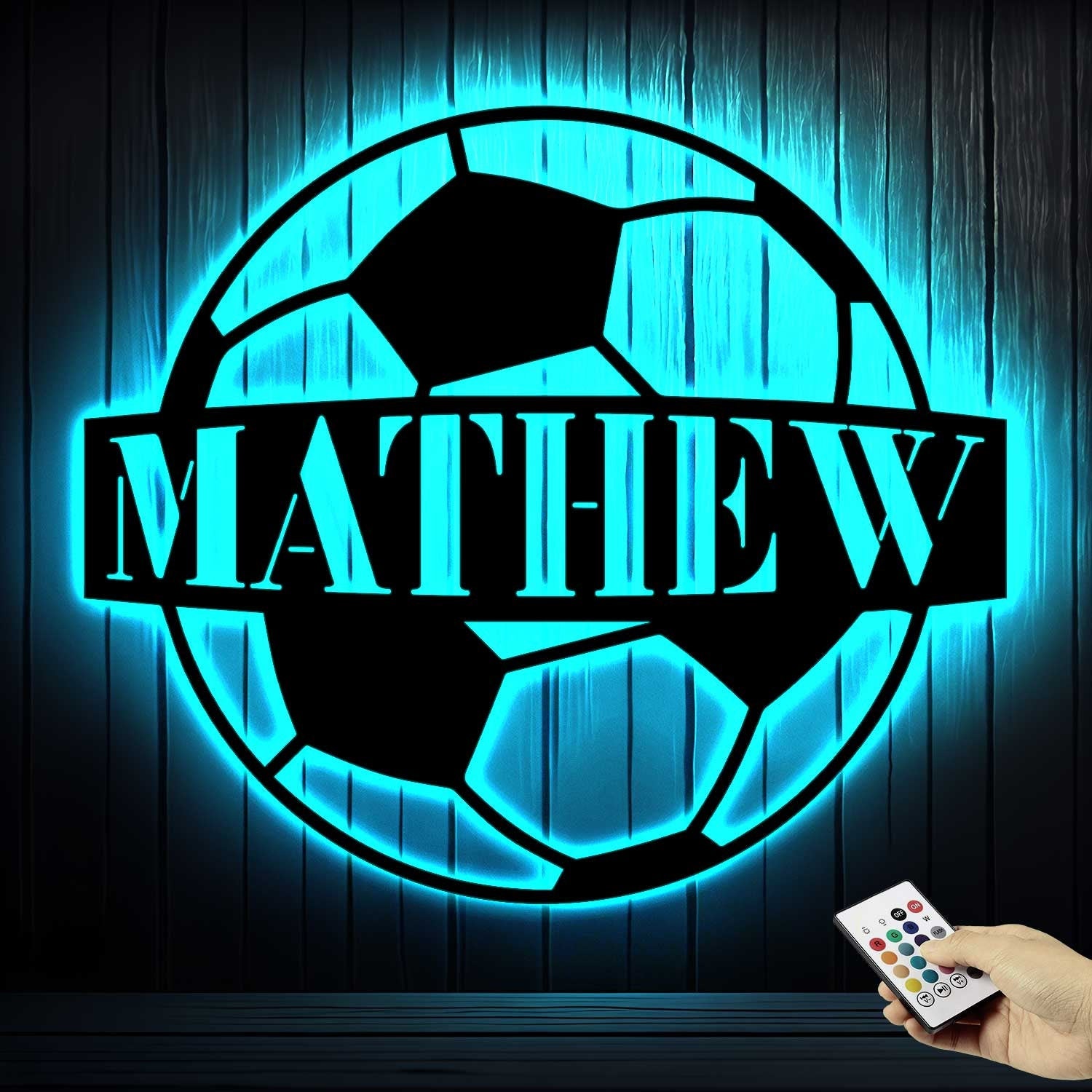 Personalized Soccer Ball Metal Sign With LED Light - Soccer Sport Wall Art With Custom Name For Home Decor - Birthday Gift - Soccer Player Gift | GearViral