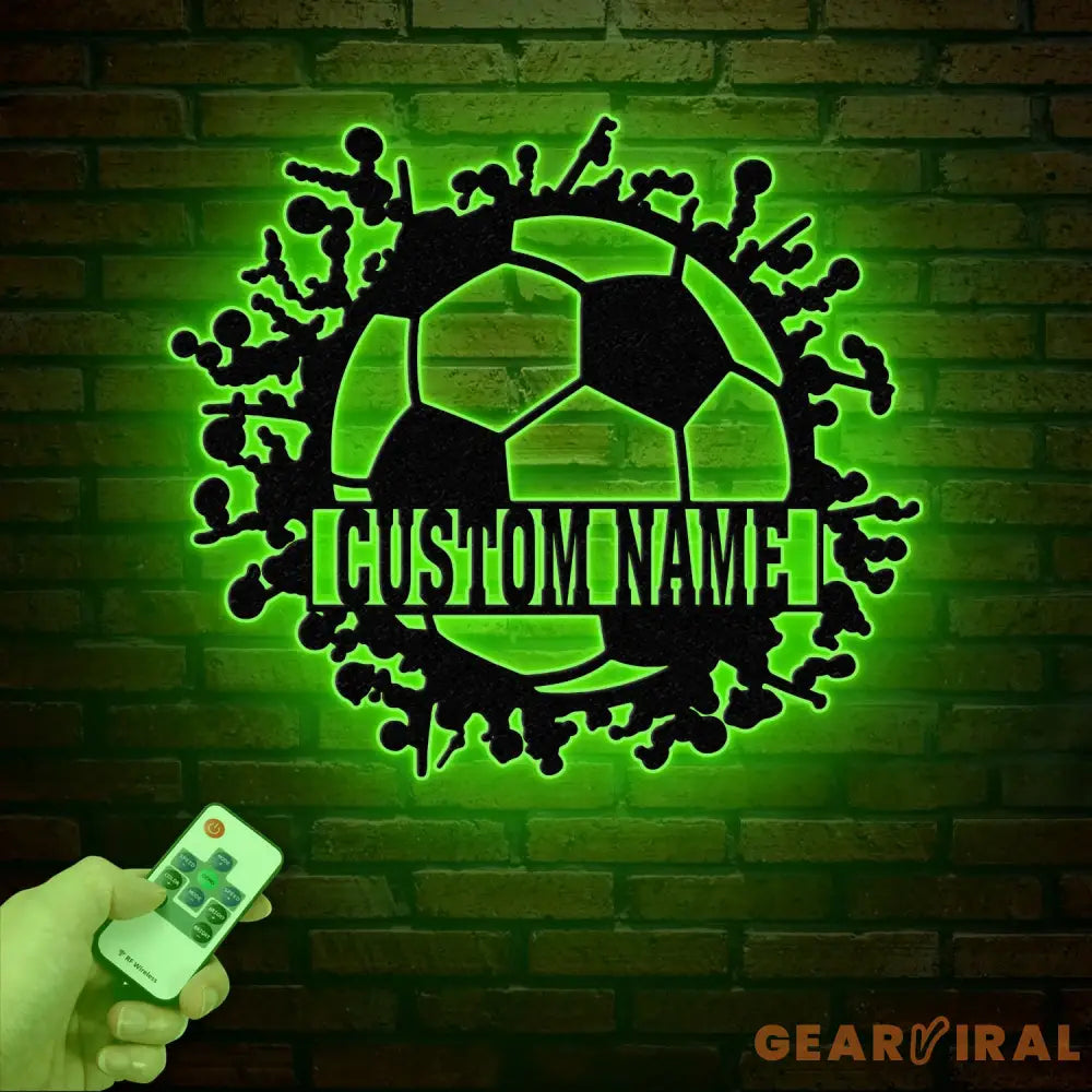 Personalized Soccer Ball Metal Sign with LED Light - Custom Name Sport Wall Art - Home Decor & Birthday Gift for Soccer