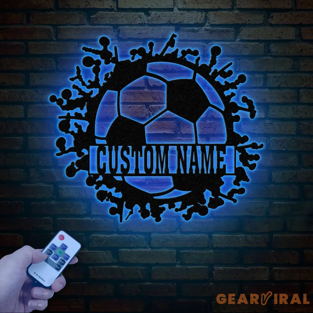 Personalized Soccer Ball Metal Sign with LED Light - Custom Name Sport Wall Art - Home Decor & Birthday Gift for Soccer