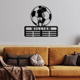 Personalized Soccer Boy Medal Holder,Custom Soccer Name Medal Hanger,12 Rungs for Medals & Ribbons,Soccer Award Display,Soccer Medal Display