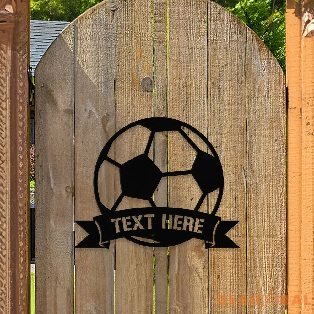 Personalized Soccer Metal LED Sign - Last Name Initial Hanging - Personalize Soccer Metal Sign - Football Wall Sign