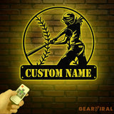 Personalized Softball Girl Metal Wall With lights Custom Softball Name Sign Softball Lover Sign Decoration For Living