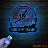 Personalized Spearfishing Metal Sign with Led Light Custom Water Sport Wall Art Fisherman Decor Scuba Wall Hanging Gift