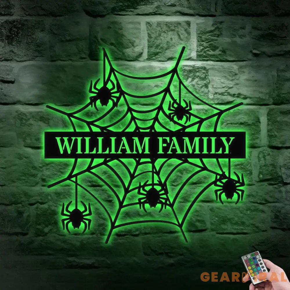 Personalized Spider Web Name Sign With Led Lights Halloween Home Decor Halloween gift Idea Housewarming Gift Family