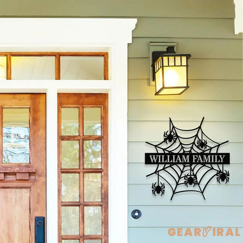 Personalized Spider Web Name Sign With Led Lights Halloween Home Decor Halloween gift Idea Housewarming Gift Family