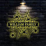 Personalized Spider Web Name Sign With Led Lights, Halloween Home Decor, Halloween gift Idea, Housewarming Gift, Family Gift, Halloween Sign