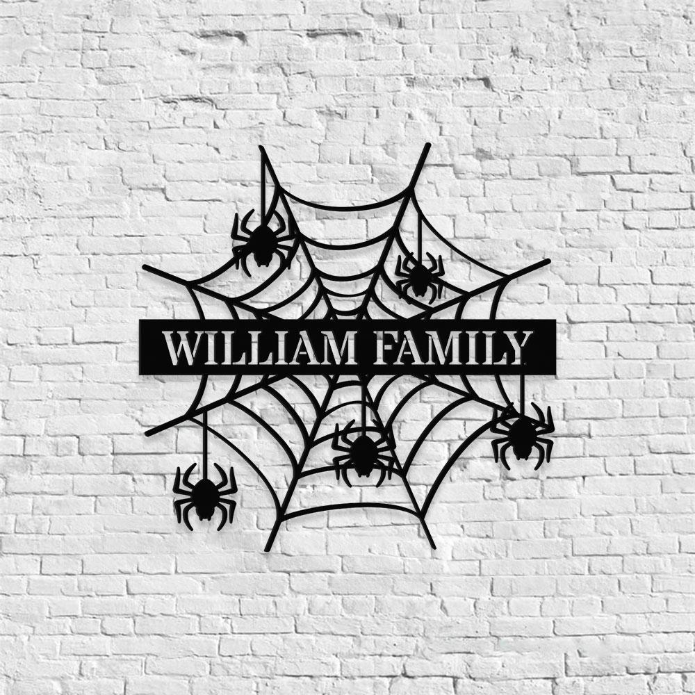Personalized Spider Web Name Sign With Led Lights, Halloween Home Decor, Halloween gift Idea, Housewarming Gift, Family Gift, Halloween Sign