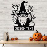 Personalized Spooky Gnome Pumpkin Halloween Metal Wall Art Led Light, Custom Halloween Sign, Halloween Party Decor, Custom Metal Fall Autumn