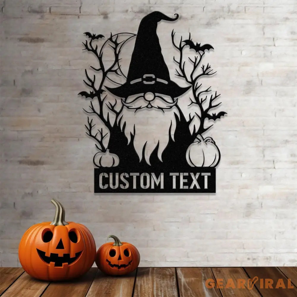 Personalized Spooky Gnome Pumpkin Halloween Metal Wall Art Led Light Custom Halloween Sign Halloween Party Decor Custom
