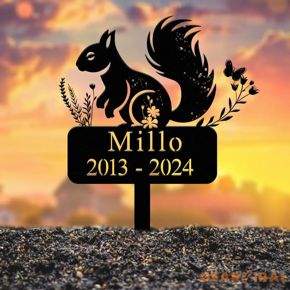 Personalized Squirrel Memorial Heart Stake Sign - Pet Grave Marker Squirrel Lover Gift Pet Loss Sympathy Sign