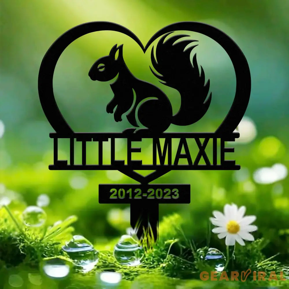 Personalized Squirrel Memorial Heart Stake Sign - Pet Grave Marker Squirrel Lover Gift Pet Loss Sympathy Sign