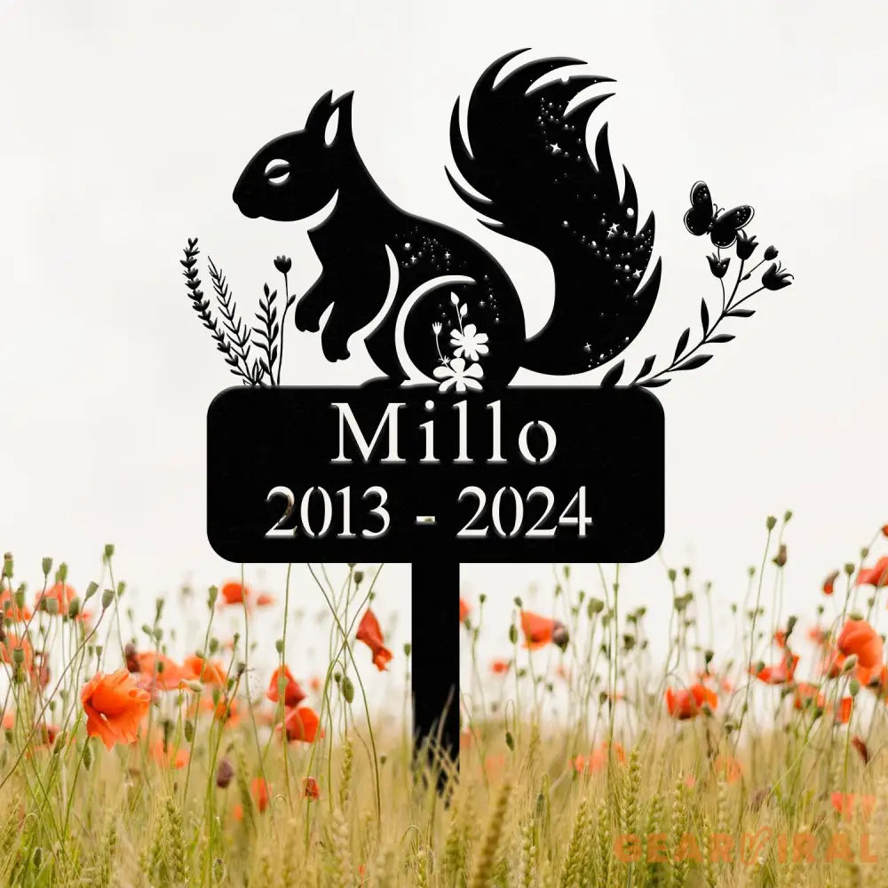Personalized Squirrel Memorial Heart Stake Sign - Pet Grave Marker Squirrel Lover Gift Pet Loss Sympathy Sign