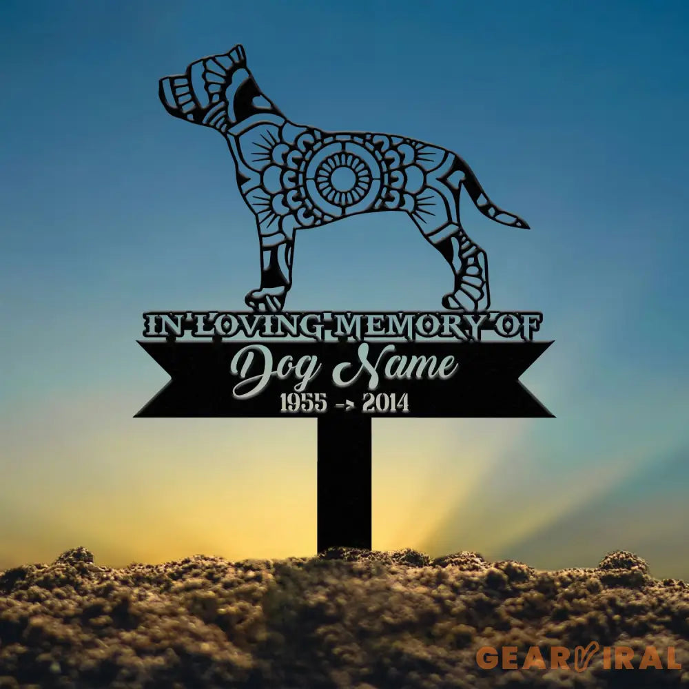 Personalized Staffordshire Terrier Mandala Garden Stake Zentangle Yard Art Dog Memorial Sign Outdoor Decor Pet Loss