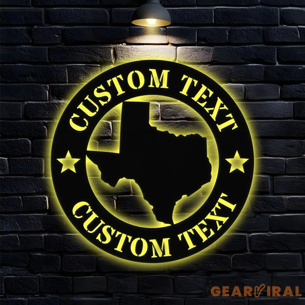 Personalized State Metal Address LED Sign - House number Hanging Address Plaque Yard Sign -Personalize Family Name Sign