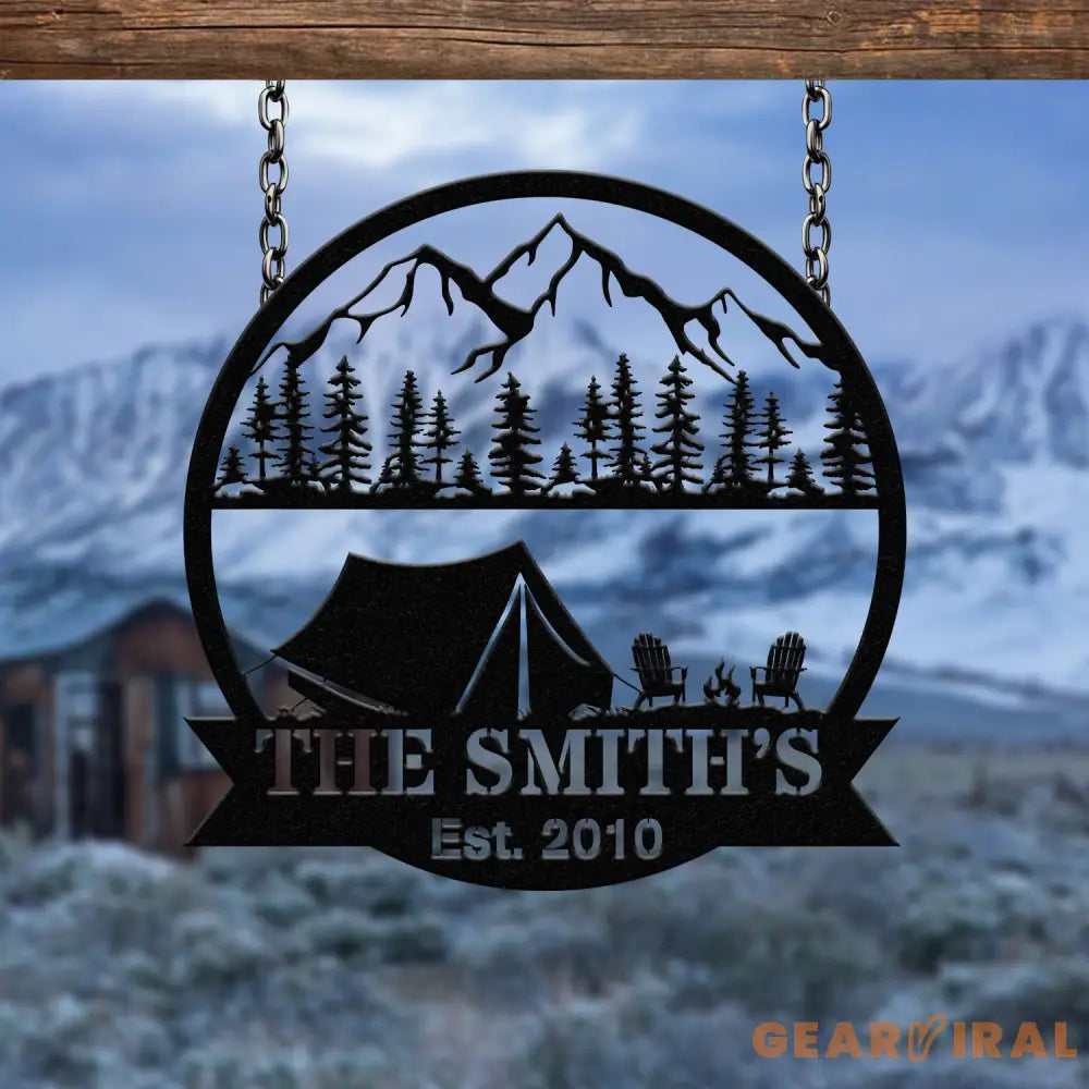 Personalized Tent Camping Metal Sign Custom Campsite Yard Sign Outdoor Camping Decor Custom Camping Gift Rustic
