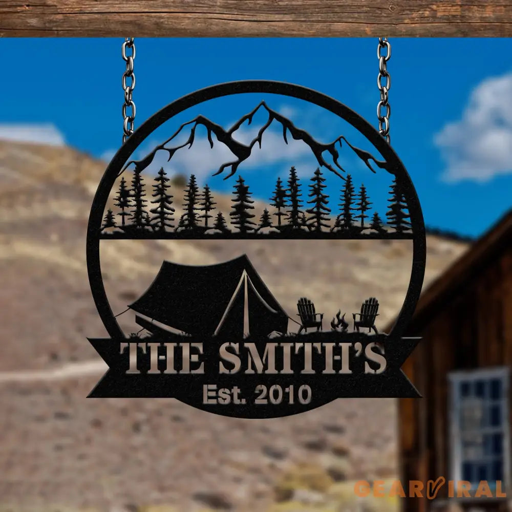 Personalized Tent Camping Metal Sign Custom Campsite Yard Sign Outdoor Camping Decor Custom Camping Gift Rustic