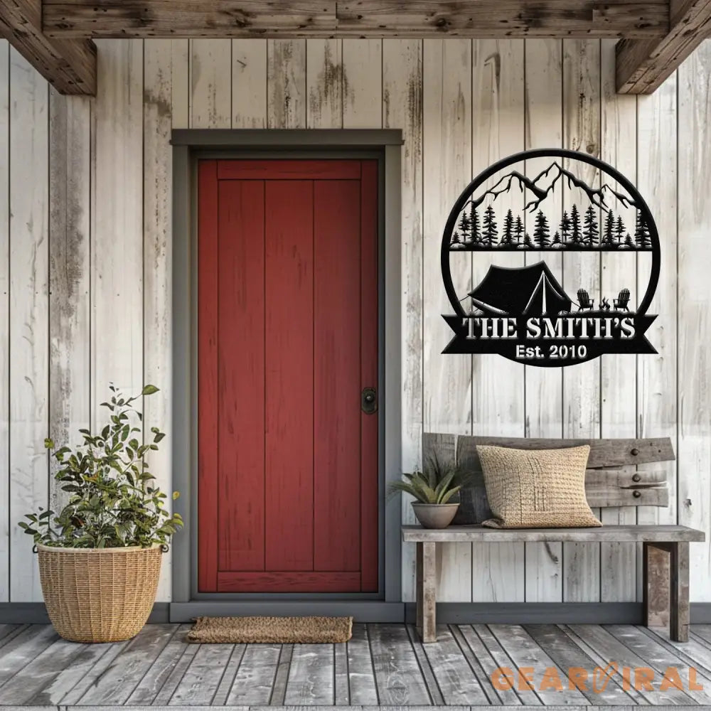 Personalized Tent Camping Metal Sign Custom Campsite Yard Sign Outdoor Camping Decor Custom Camping Gift Rustic