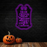 Personalized They're Creepy Halloween Metal Wall Art Led Light, Custom Halloween Sign, Halloween Party Decor, Custom Metal Fall Autumn