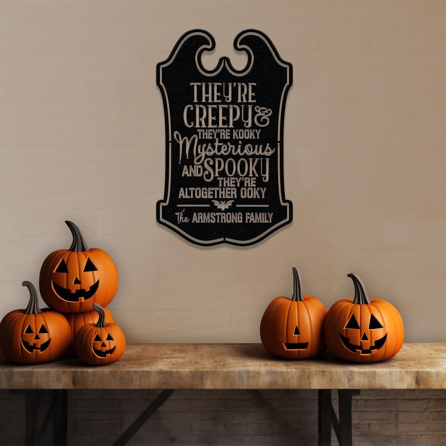 Personalized They're Creepy Halloween Metal Wall Art Led Light, Custom Halloween Sign, Halloween Party Decor, Custom Metal Fall Autumn
