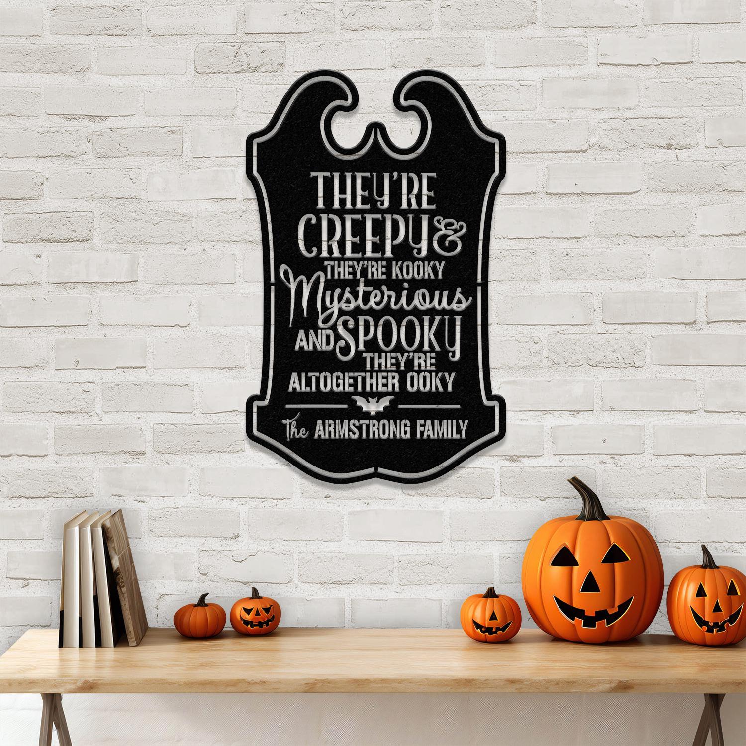 Personalized They're Creepy Halloween Metal Wall Art Led Light, Custom Halloween Sign, Halloween Party Decor, Custom Metal Fall Autumn