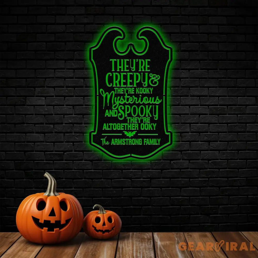 Personalized They’re Creepy Halloween Metal Wall Art Led Light Custom Halloween Sign Halloween Party Decor Custom Metal