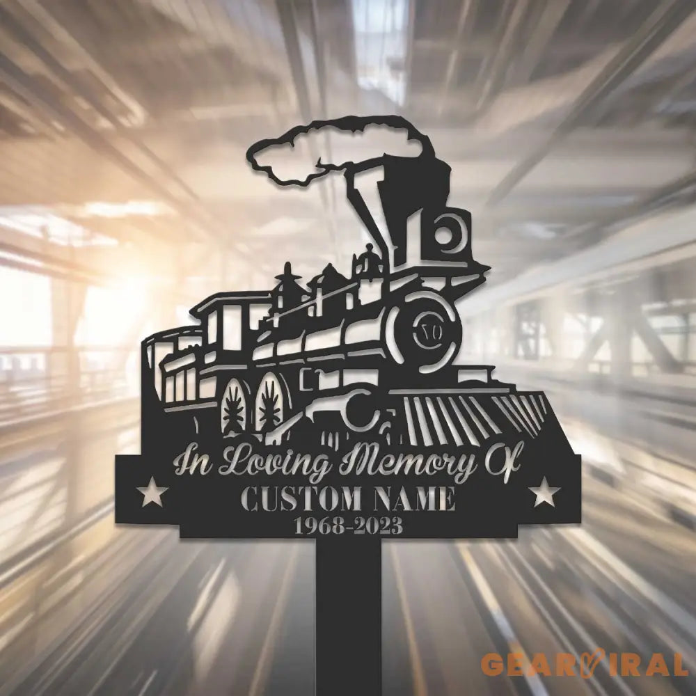 Personalized Train Memorial Stake - Metal Stake - Train Sign - Train Gift | GearViral