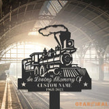 Personalized Train Memorial Stake - Metal Stake - Train Sign - Train Gift | GearViral
