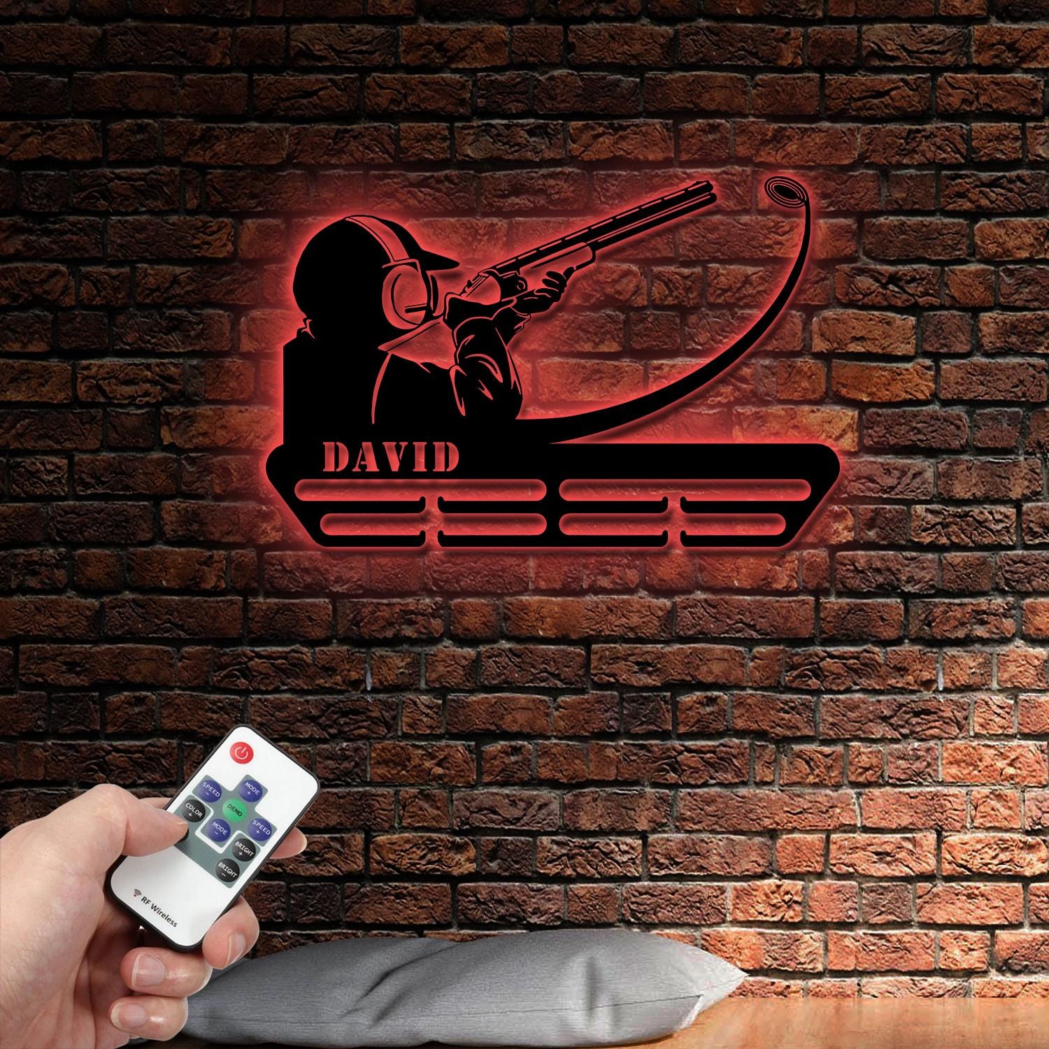 Personalized Trap Shooting Metal Sign Wall Art with LED Light, Shooting Metal Wall Decor, Sport Gift, Shooting Sport Lover, Home Decor