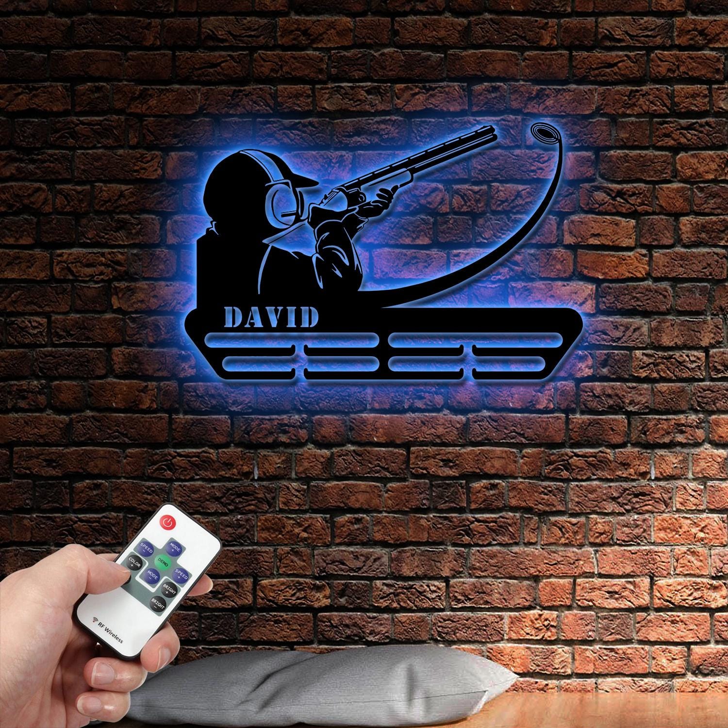 Personalized Trap Shooting Metal Sign Wall Art with LED Light, Shooting Metal Wall Decor, Sport Gift, Shooting Sport Lover, Home Decor
