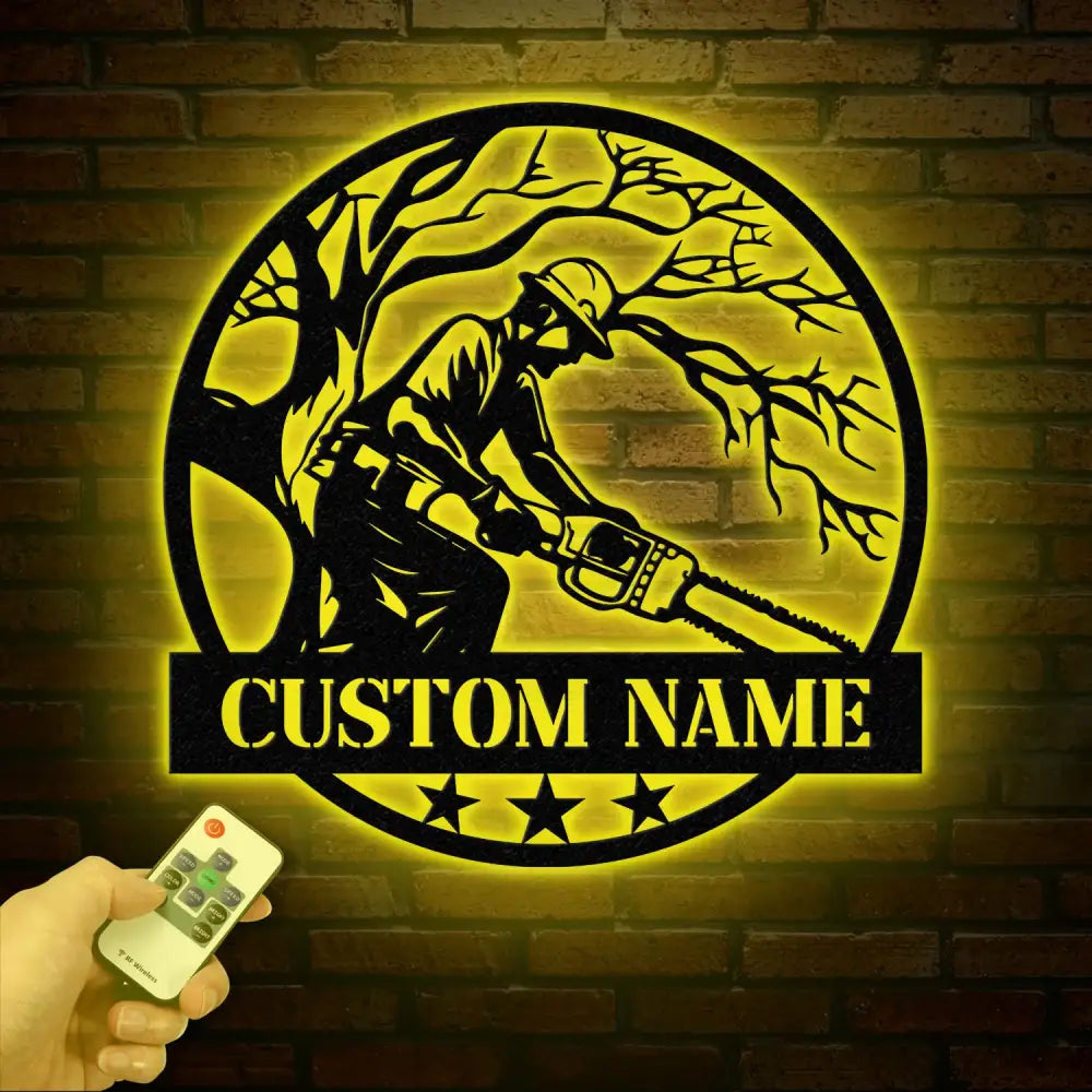Personalized Tree Climbing Metal Wall Art with LED Lights Arborist Name Sign Lumberjack Gifts Tree Climber Decor for