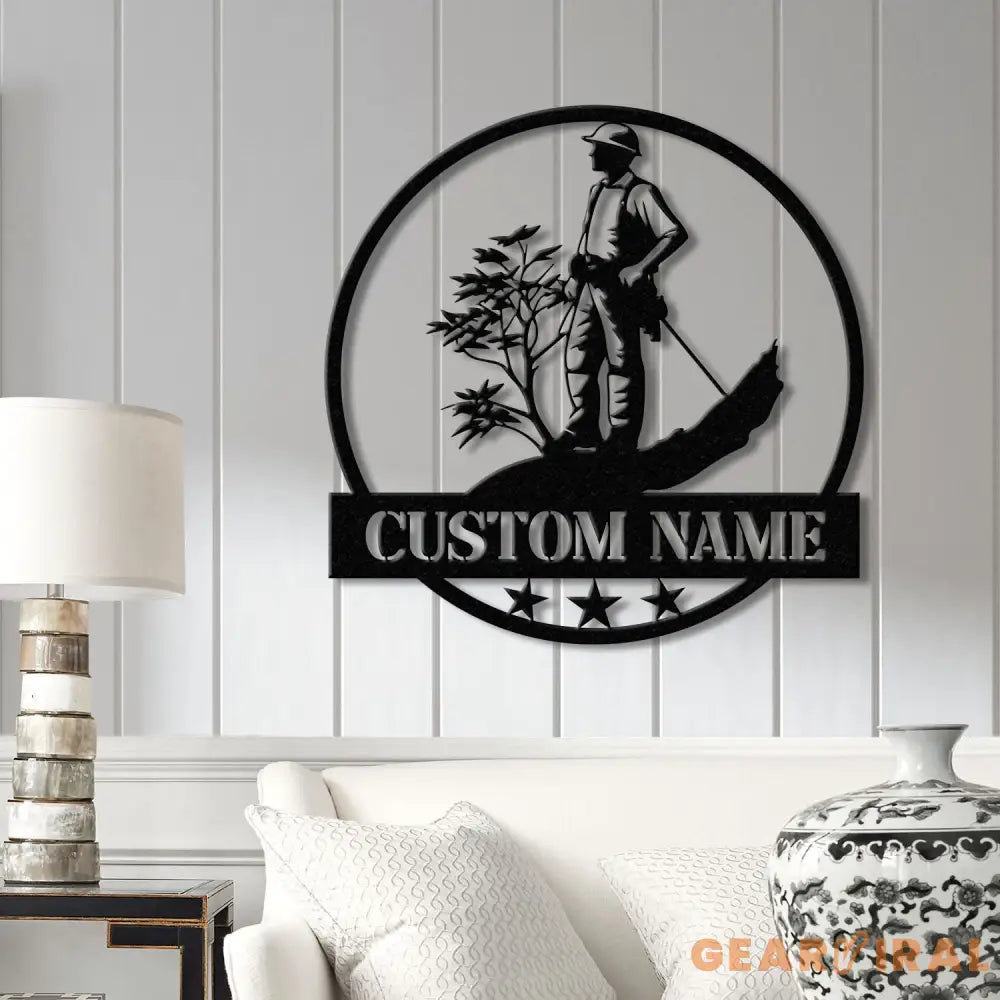 Personalized Tree Climbing Metal Wall Art with LED Lights Arborist Name Sign Lumberjack Gifts Tree Climber Decor for