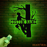 Personalized Tree Climbing Metal Wall Art with LED Lights Arborist Name Sign Lumberjack Gifts Tree Climber Decor for