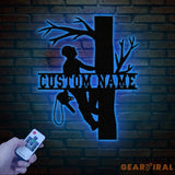 Personalized Tree Climbing Metal Wall Art with LED Lights Arborist Name Sign Lumberjack Gifts Tree Climber Decor for