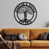 Personalized Tree of Life Led Light Metal Sign Couple Name Sign Family Established Custom Love Wall Art Engagement Gift