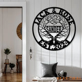 Personalized Tree of Life Led Light Metal Sign Couple Name Sign Family Established Custom Love Wall Art Engagement Gift