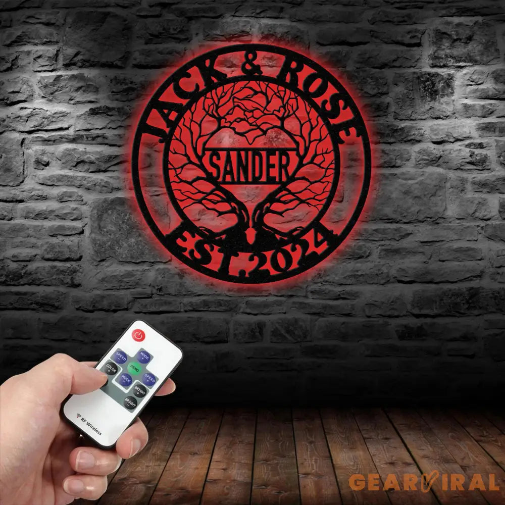 Personalized Tree of Life Led Light Metal Sign Couple Name Sign Family Established Custom Love Wall Art Engagement Gift