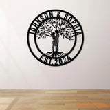 Personalized Tree of Life Led Light Metal Sign Couple Name Sign Family Established Custom Love Wall Art Engagement Gift