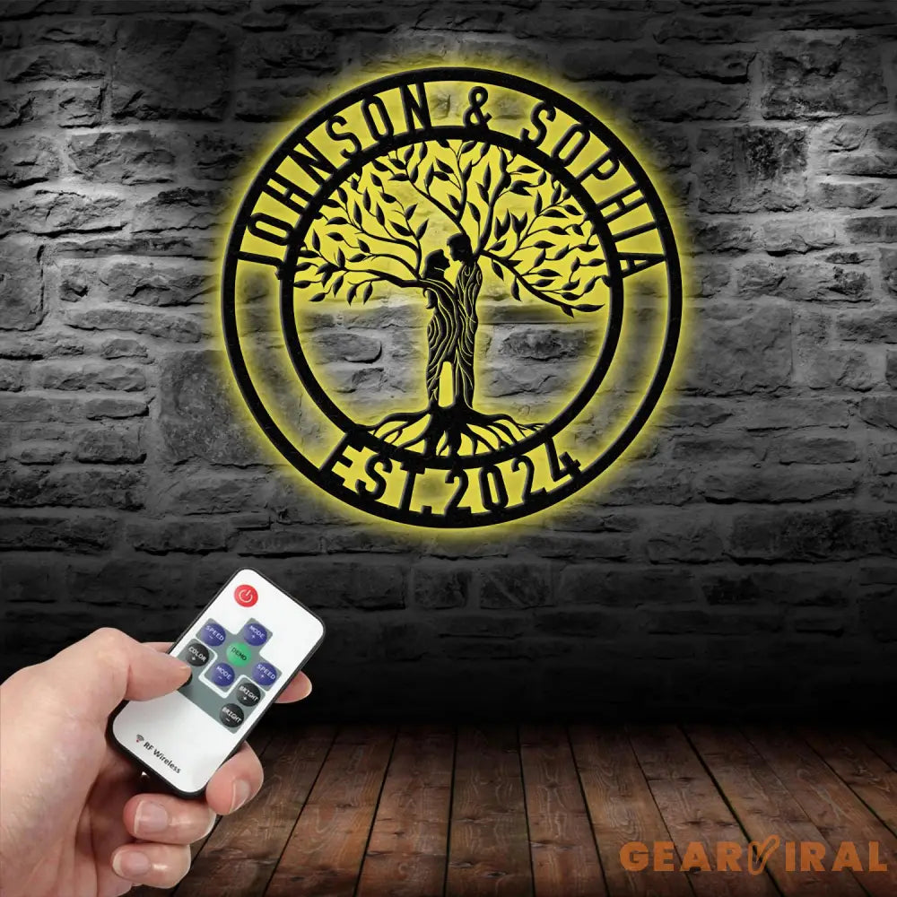 Personalized Tree of Life Led Light Metal Sign Couple Name Sign Family Established Custom Love Wall Art Engagement Gift