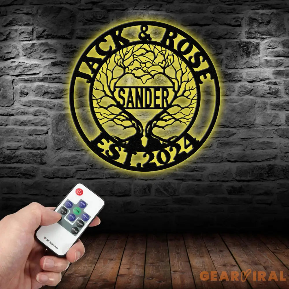 Personalized Tree of Life Led Light Metal Sign Couple Name Sign Family Established Custom Love Wall Art Engagement Gift