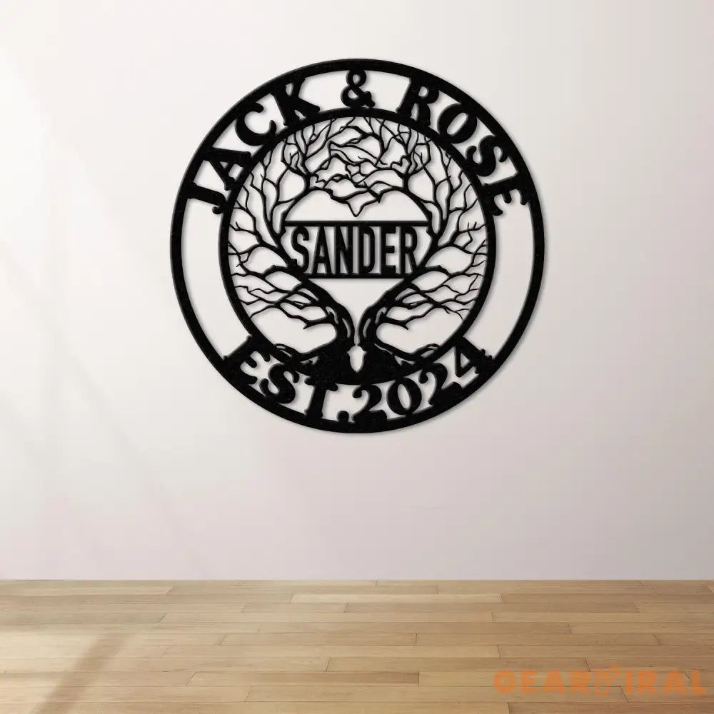 Personalized Tree of Life Led Light Metal Sign Couple Name Sign Family Established Custom Love Wall Art Engagement Gift