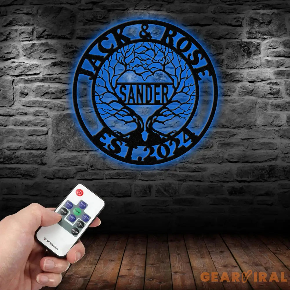 Personalized Tree of Life Led Light Metal Sign Couple Name Sign Family Established Custom Love Wall Art Engagement Gift