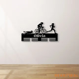 Personalized Triathlon Medal Holder with Led Light Custom Metal Hanger Sports Medal Display Rack for Awards Triathlete