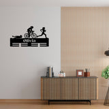 Personalized Triathlon Medal Holder with Led Light, Custom Metal Hanger, Sports Medal Display Rack for Awards Triathlete Cycling Biking Swim