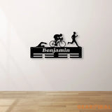 Personalized Triathlon Medal Holder with Led Light Custom Name Metal Hanger Sports Medal Display Rack for Awards