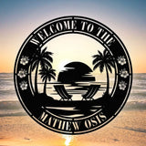 Personalized Tropical Patio or Pool Sign - Custom Tropical Sign - Tropical Palm Tree Metal Address Sign - Beach House