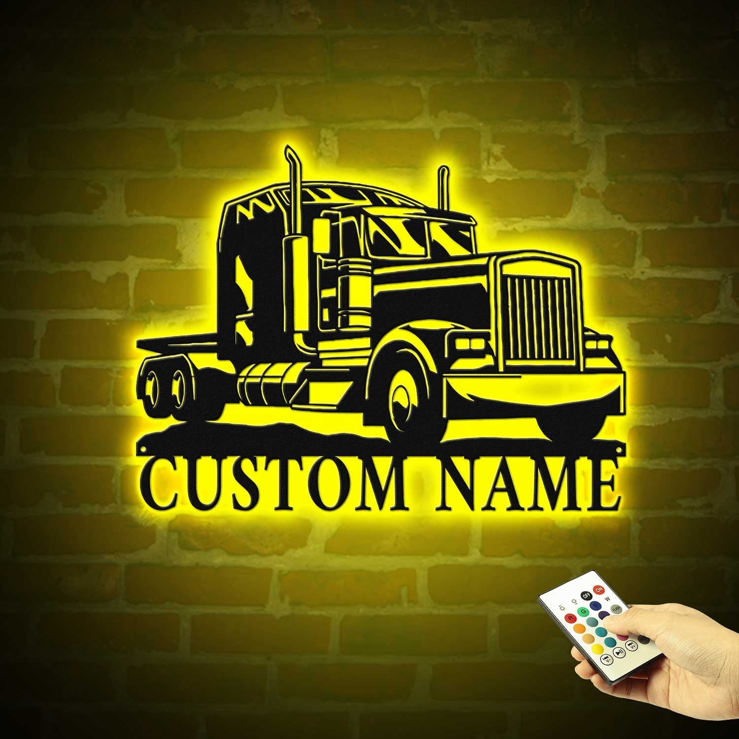 Personalized Trucker Name Sign - Custom Semi Truck Driver Metal Wall Art LED Light Home Decor - 18 Wheeler Decoration Birthday Xmas Dad Gift | GearViral