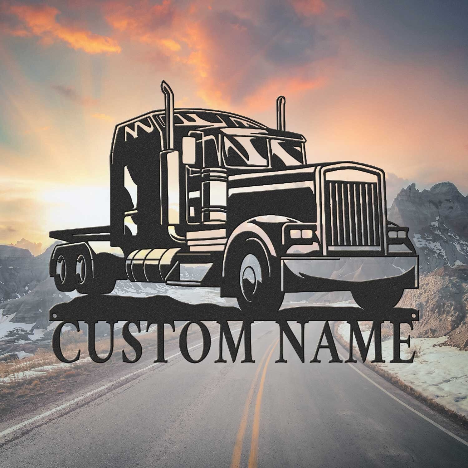 Personalized Trucker Name Sign - Custom Semi Truck Driver Metal Wall Art LED Light Home Decor - 18 Wheeler Decoration Birthday Xmas Dad Gift | GearViral