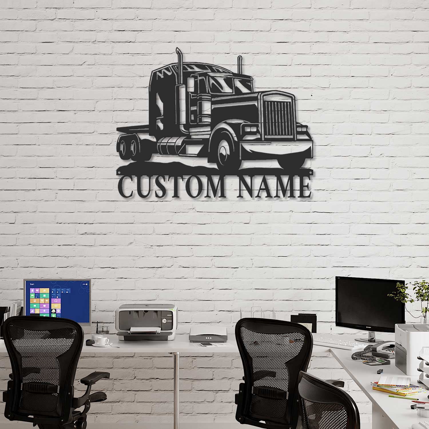 Personalized Trucker Name Sign - Custom Semi Truck Driver Metal Wall Art LED Light Home Decor - 18 Wheeler Decoration Birthday Xmas Dad Gift | GearViral